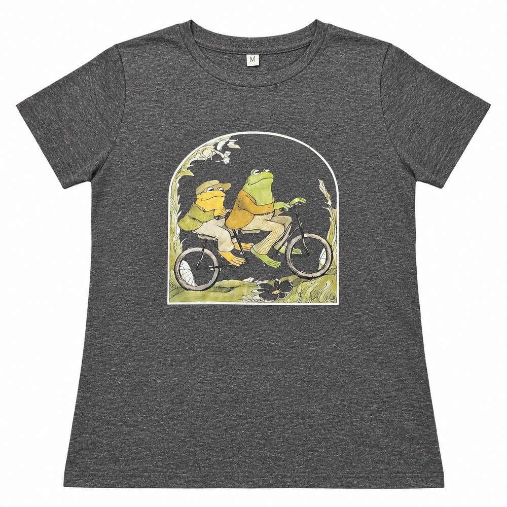 Frog and Toad Tandem Bicycle Graphic Tee Charcoal Heather Grey T-Shirt Size M